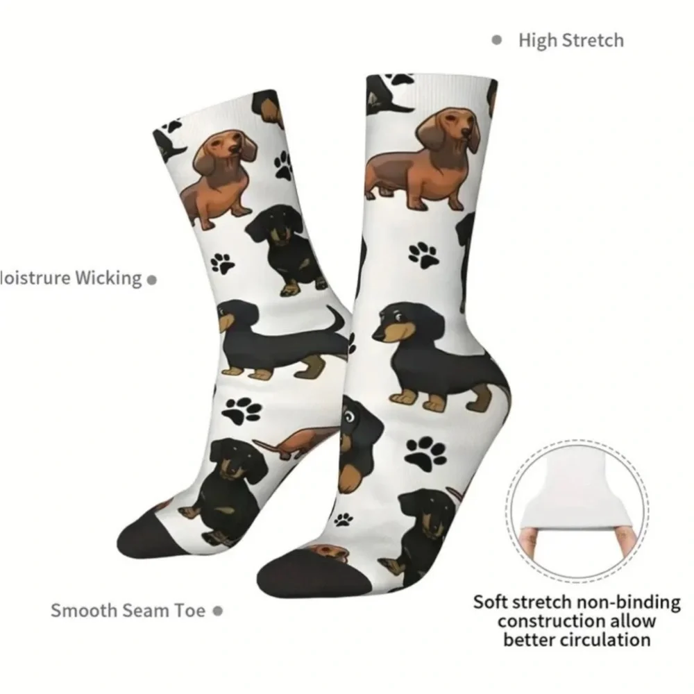 Dachshund Doxie‎ Weiner Sausage Dog Novelty Crew Tube Socks Unisex Men’s Women’s